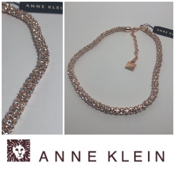 Anne Klein Rose Gold Tone Pave Crystal Necklace - Picture 2 of 16